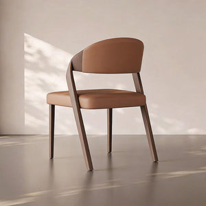Modern Minimalist Dining Chair Set of 2 Elegant Cream Upholstery & Sculpted Wood Frame