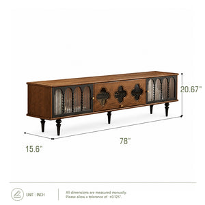 Caspian 78" Mid-Century TV Stand with Fluted Glass Doors