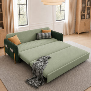 Lennox 47"/70" Velvet Pull-Out Sofa Bed with Storage