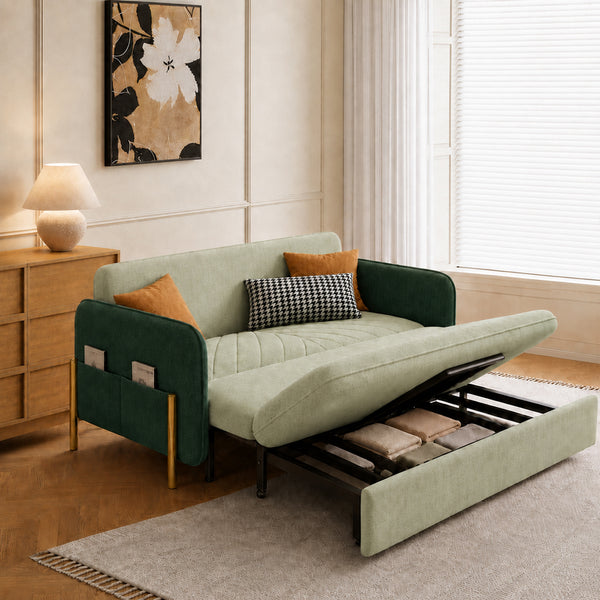 Lennox 47"/70" Velvet Pull-Out Sofa Bed with Storage