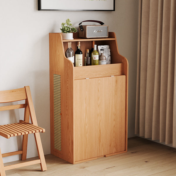 69" Rattan Cabinet Murphy Dining Table Set with USB Charging