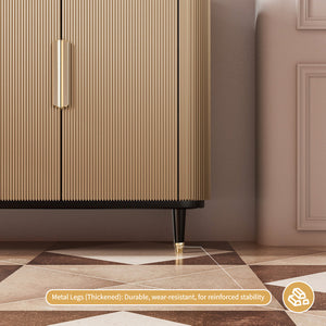 59'' Modern Luxury Elegant Gray and Gold Sideboard with Shelves