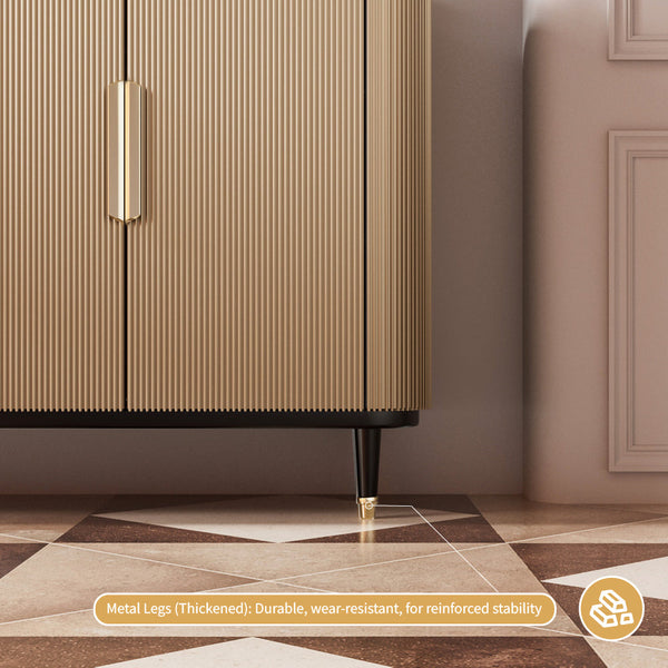 59'' Modern Luxury Elegant Gray and Gold Sideboard with Shelves