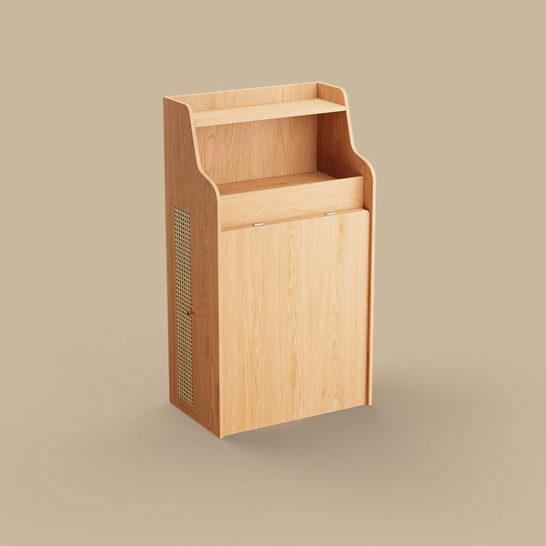 69" Rattan Cabinet Murphy Dining Table Set with USB Charging
