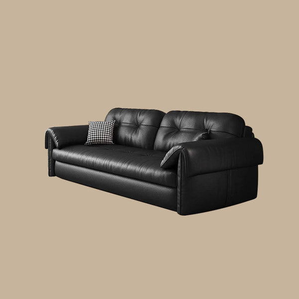 Contemporary Faux Leather Sofa Bed Sleeper Sofa with Hidden Storage & Metal Frame