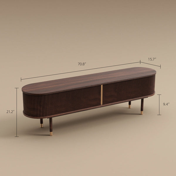 Solenne 70.8" Fluted Rubberwood TV Stand