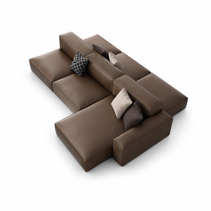 Theo Modular Sectional Sofa with Top-Grain Leather Seating