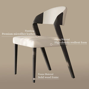 Modern Minimalist Dining Chair Set of 2 Elegant Cream Upholstery & Sculpted Wood Frame