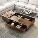 51"/54.6" Lift Top Coffee Table with Storage Walnut Finish Adjustable Height