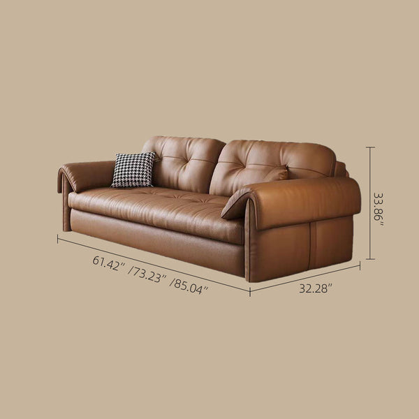 Contemporary Faux Leather Sofa Bed Sleeper Sofa with Hidden Storage & Metal Frame