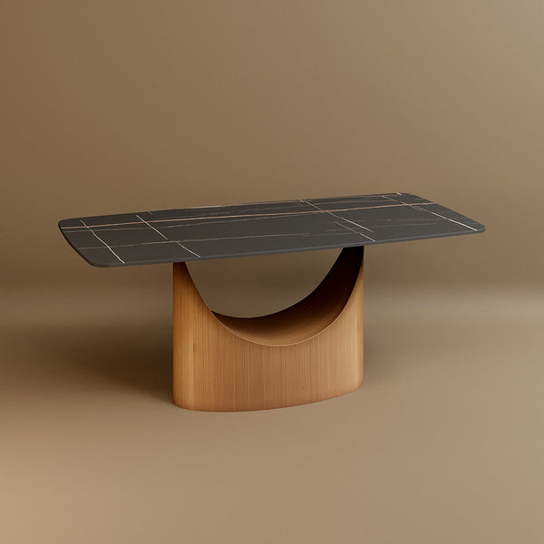 Modern Dining Table Sintered Stone Matte Black Surface