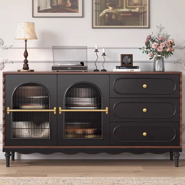 Marcel 62.9" Black Fluted-Glass Sideboard
