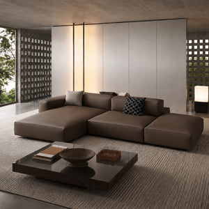 Theo Modular Sectional Sofa with Top-Grain Leather Seating