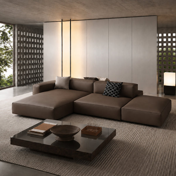Theo Modular Sectional Sofa with Top-Grain Leather Seating