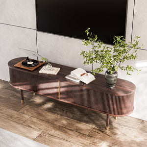 Solenne 70.8" Fluted Rubberwood TV Stand
