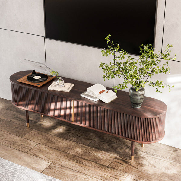 Solenne 70.8" Fluted Rubberwood TV Stand
