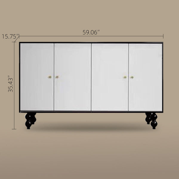 59'' Vintage Hand-Painted Sideboard Artistic Retro Buffet Cabinet with Bold Geometric Patterns