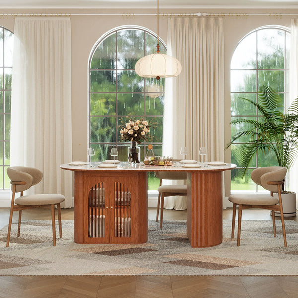 Tavian 70"/78" Oval Sintered Stone Dining Table with Storage