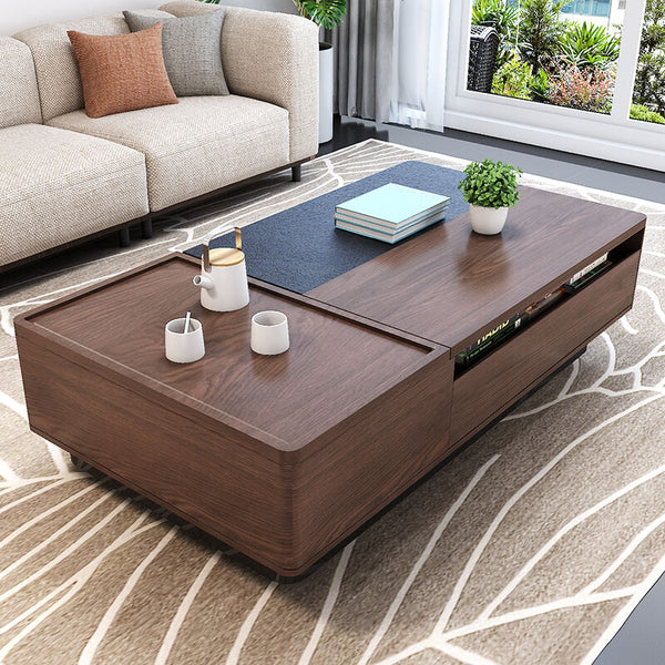 51"/54.6" Lift Top Coffee Table with Storage Walnut Finish Adjustable Height