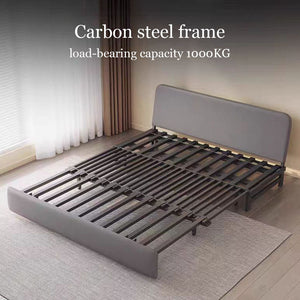 Contemporary Faux Leather Sofa Bed Sleeper Sofa with Hidden Storage & Metal Frame
