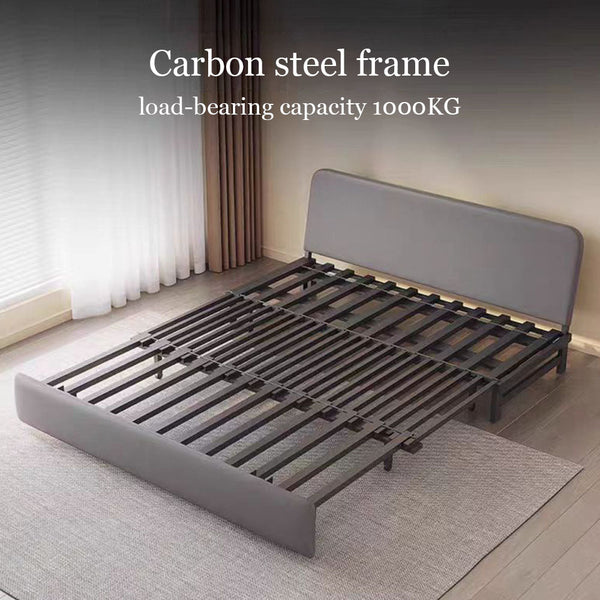 Contemporary Faux Leather Sofa Bed Sleeper Sofa with Hidden Storage & Metal Frame