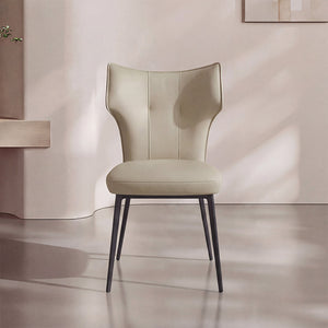 Ezra Sculpted High-Back Faux Leather Dining Chair