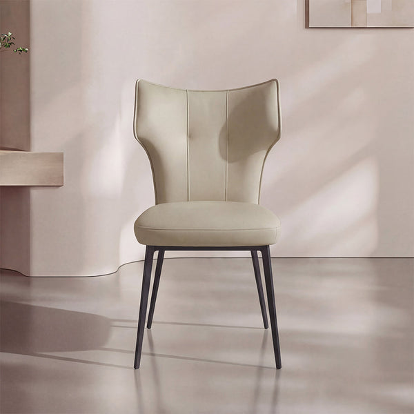 Ezra Sculpted High-Back Faux Leather Dining Chair