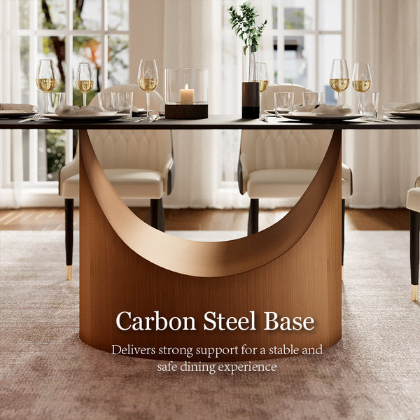 Modern Dining Table Sintered Stone Matte Black Surface