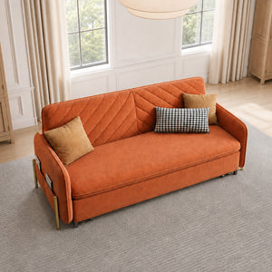 Lennox 47"/70" Velvet Pull-Out Sofa Bed with Storage