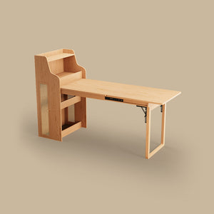 69" Rattan Cabinet Murphy Dining Table Set with USB Charging