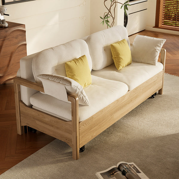 Sofa Bed with Storage Space Convertible Design Solid Wood Sponge Fabric