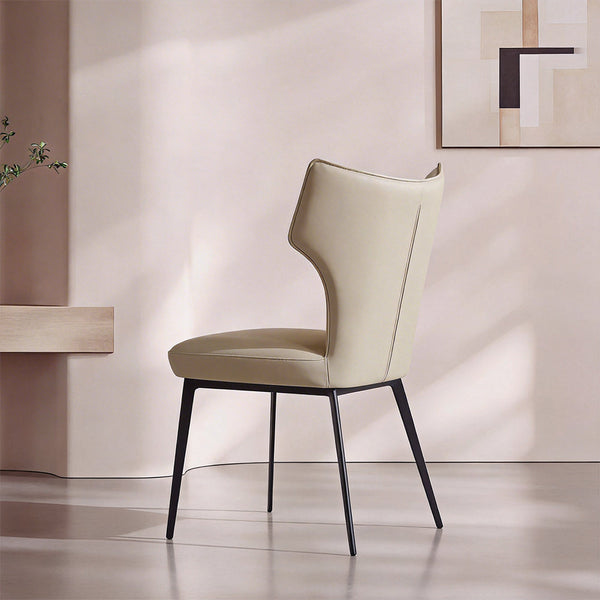 Ezra Sculpted High-Back Faux Leather Dining Chair