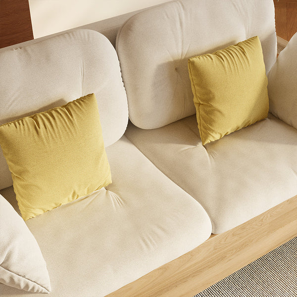 Close-up of texture of sponge fabric upholstery on sofa bed
