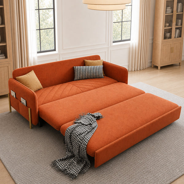 Lennox 47"/70" Velvet Pull-Out Sofa Bed with Storage