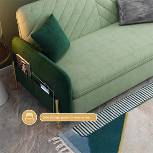 Modern Velvet Convertible Sofa Bed with Hidden Storage & Metal Frame