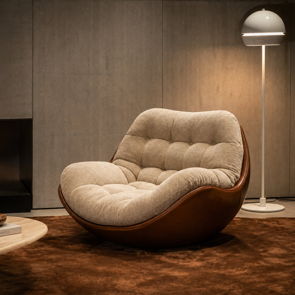 Cove Curved Lounge Chair with Plush Chenille Cushion