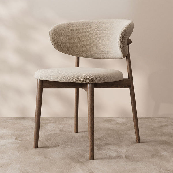 2PCS Dining Chair Modern Ash Wood Frame Curved Backrest