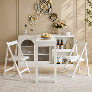 Pivot Rotating Fold-Out Dining Table Sideboard with Storage