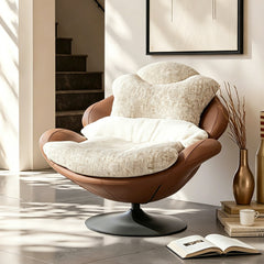 Modern Oversized Swivel Lounge Chair with Plush Cushion and Wraparound Backrest