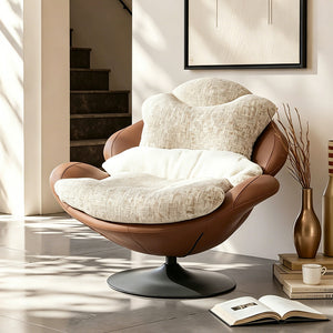 Modern Oversized Swivel Lounge Chair with Plush Cushion and Wraparound Backrest